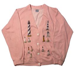 Pink  Lighthouse Vintage Cardigan 