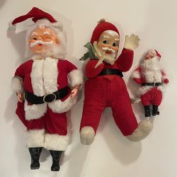 Vintage Santa Plush Set Of 3