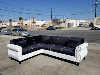 BRAND NEW 7x9ft SECTIONAL COUCHES,  BLACK FABRIC COMBO. CUSTOM MADE AVAILABLE