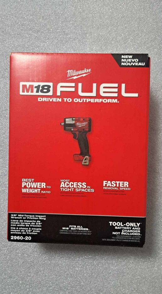 MILWAUKEE M18 FUEL BRUSHLESS CORDLESS 3/8" MID-TORQUE IMPACT WRENCH W/FRICTION RING TOOL ONLY