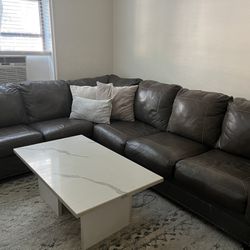 Large Sectional And Marble Table 
