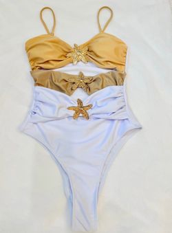 Elegant One-Piece Swimsuit with Starfish Detail - All Sizes Available