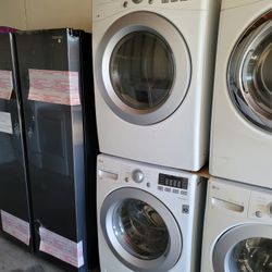 LG Front Loading Washer And Stackable Gas Dryer Set 