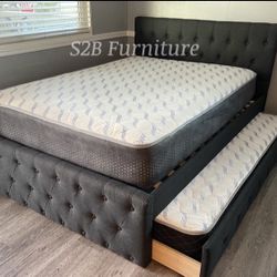 Full/twin Size Charcoal Trundle W Ortho Mattress 