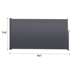 Retractable Side Screen Awning, UV Resistant, Waterproof, Patio Privacy Screen for Garden, Balcony, Courtyard(Dark Grey), 118.1 x 70.9
