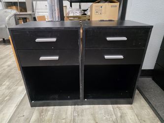 Black Nightstand Bedside Tables with USB station Set of 2