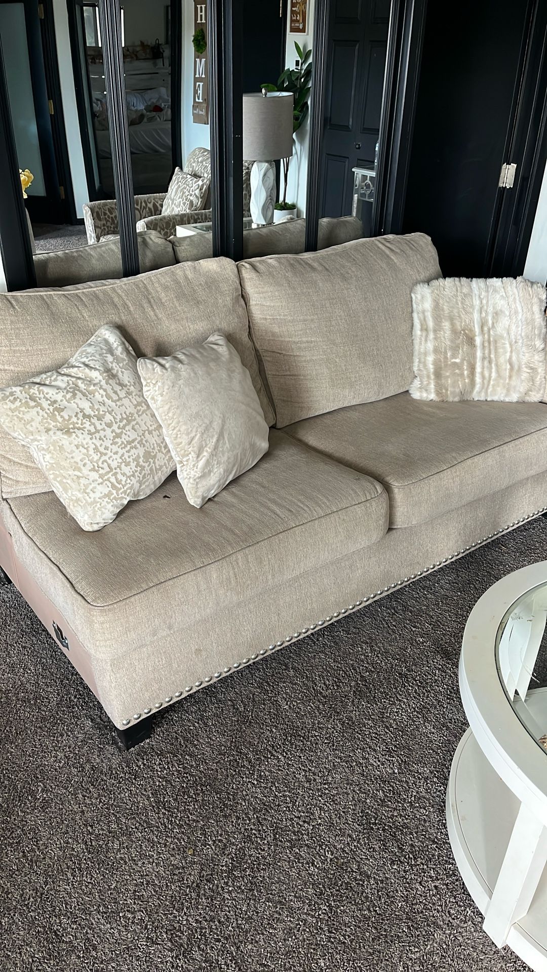 Free Must Pick Up , 2 Piece Sectional With Pillows Coffee Table End Tables