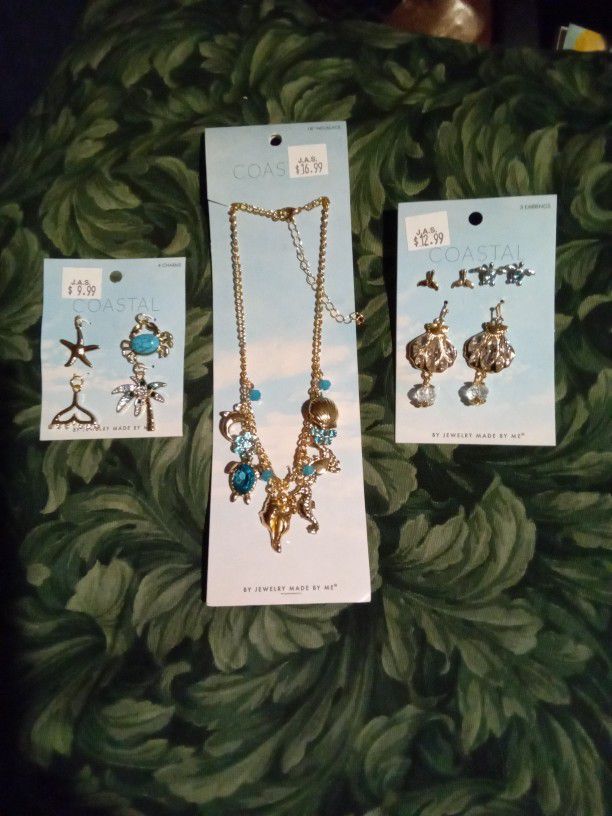 Coastal Necklace, Earrings, And Charms