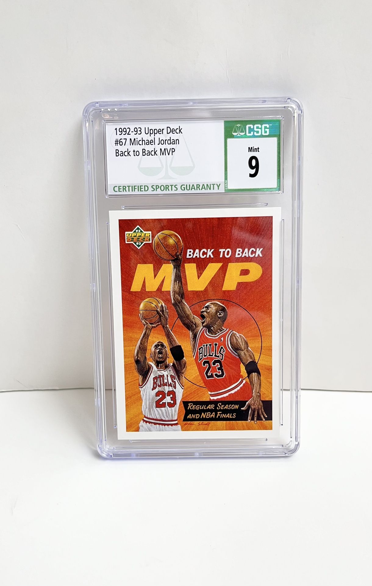 1992-93 Upper Deck #67 Michael Jordan Back To Back MVP CSG Mint 9 Basketball Card