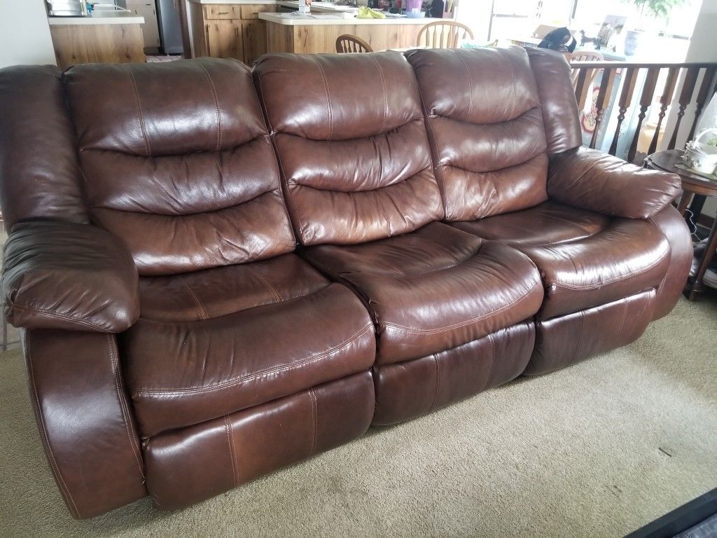 Ashley Leather Power Recliner Sofa