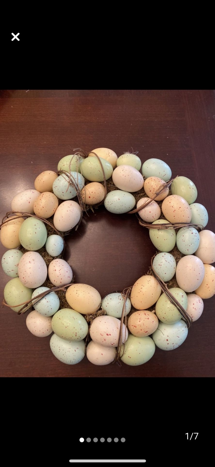 Beautiful faux egg wreath for spring deco, pastel colors, eggs look like robins eggs