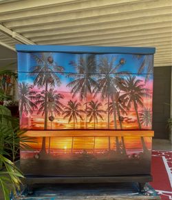 Striking Tropical Island Inspired Vintage Chest of Dtawers