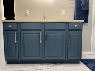 Blue Single Sink Bathroom Vanity