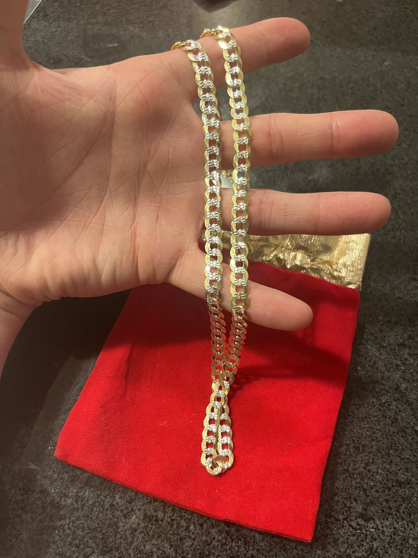 Diamond Cut 14k Gold Plated Curb Chain-7 Mm