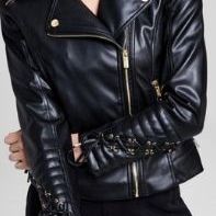 GUESS Asymetric Faux Leather Laced Moto Jacket (NEW)