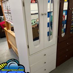 White tall closet wardrobe with mirror compressed new chest mueble