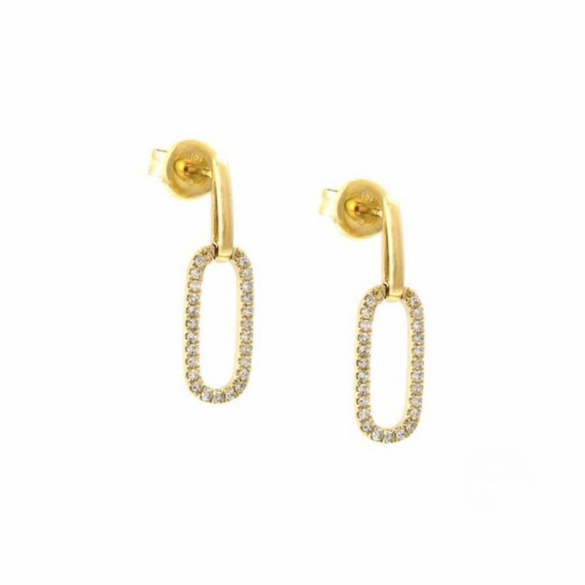 Pave-Set Diamond Paper Clip Earrings