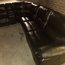 SECTIONAL 100% GENUINE LEATHER RECLINER ELECTRIC BLACK COLOR.. DELIVERY SERVICE AVAILABLE ✅💥🚚