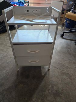 White Nightstand with Built-In Charging Station