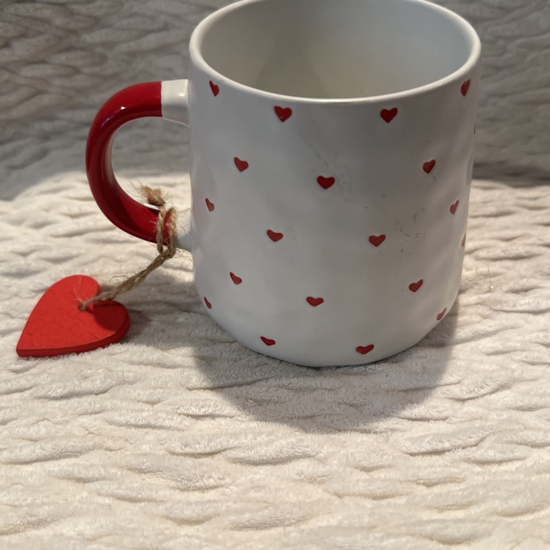Red White Hearts Mug Cup Ceramic