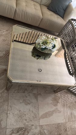 Mirrored Coffee Table with Champagne Frame