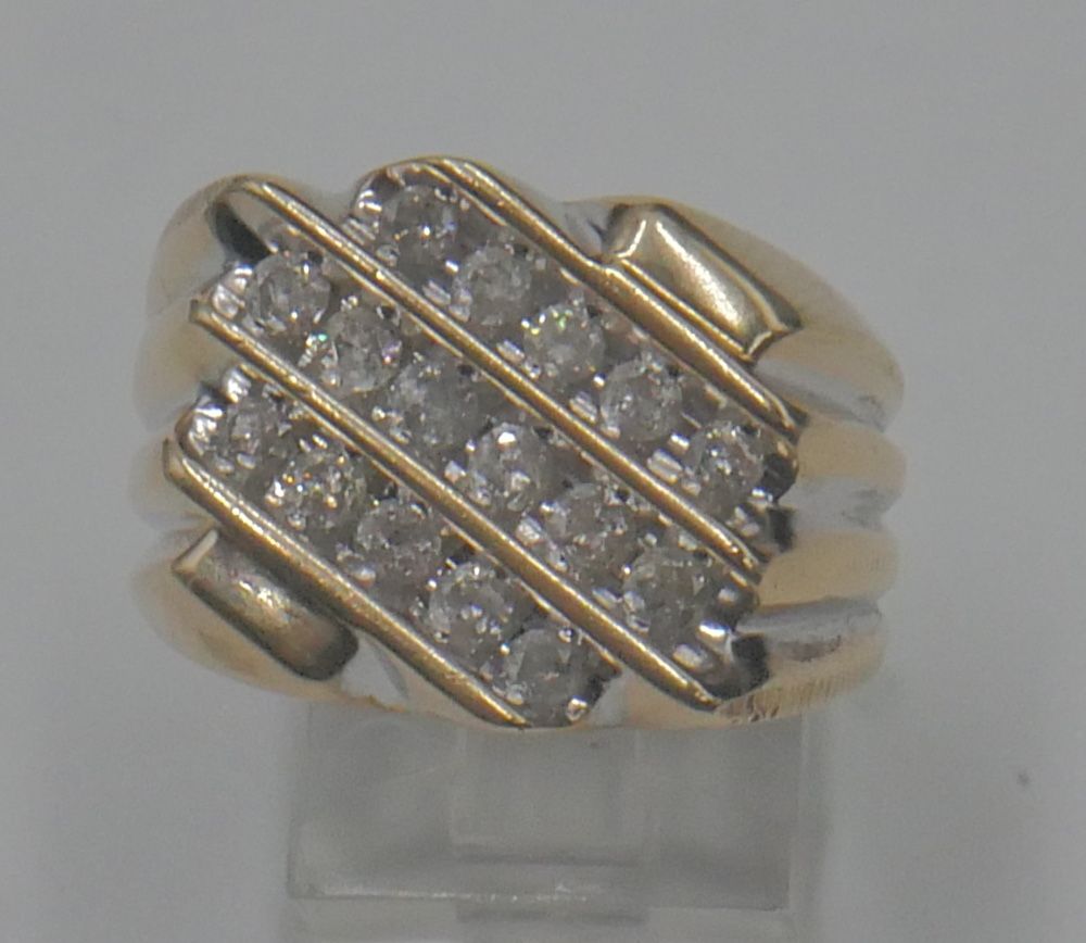10kt yellow gold ring size 8.5 8.5 grams with 16 diamonds 1.5 carats pre owned 763102-1