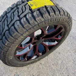 New 22” Chevy black Rims and Tires 22 Red GMC Wheels Silverado Sierra Tahoe Rines Negros Con Llantas Nuevas OEM stock factory Original Take offs origi
