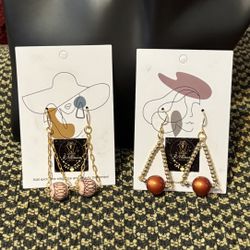 Elegant 2set Beige And Dark brown Beads Earrings 
