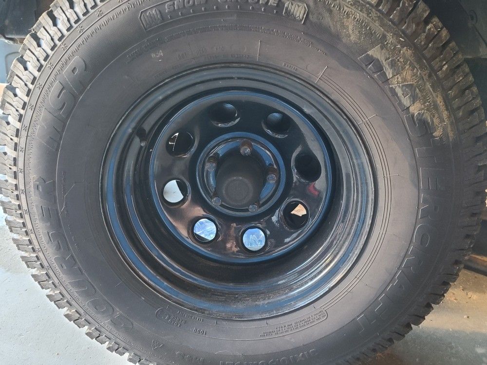 Jeep Mastercraft tires 31x10.50x15 on 5x4.5 steel wheels
