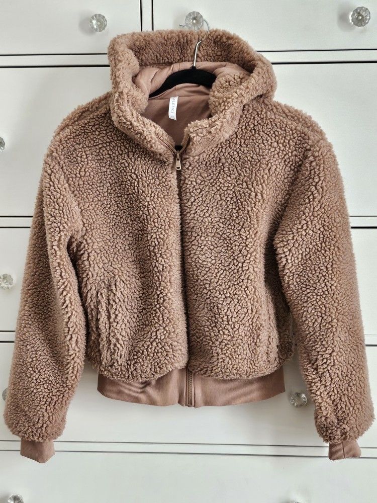 FABLETICS Brown Sherpa Summit Teddy Hooded Jacket Sz XS