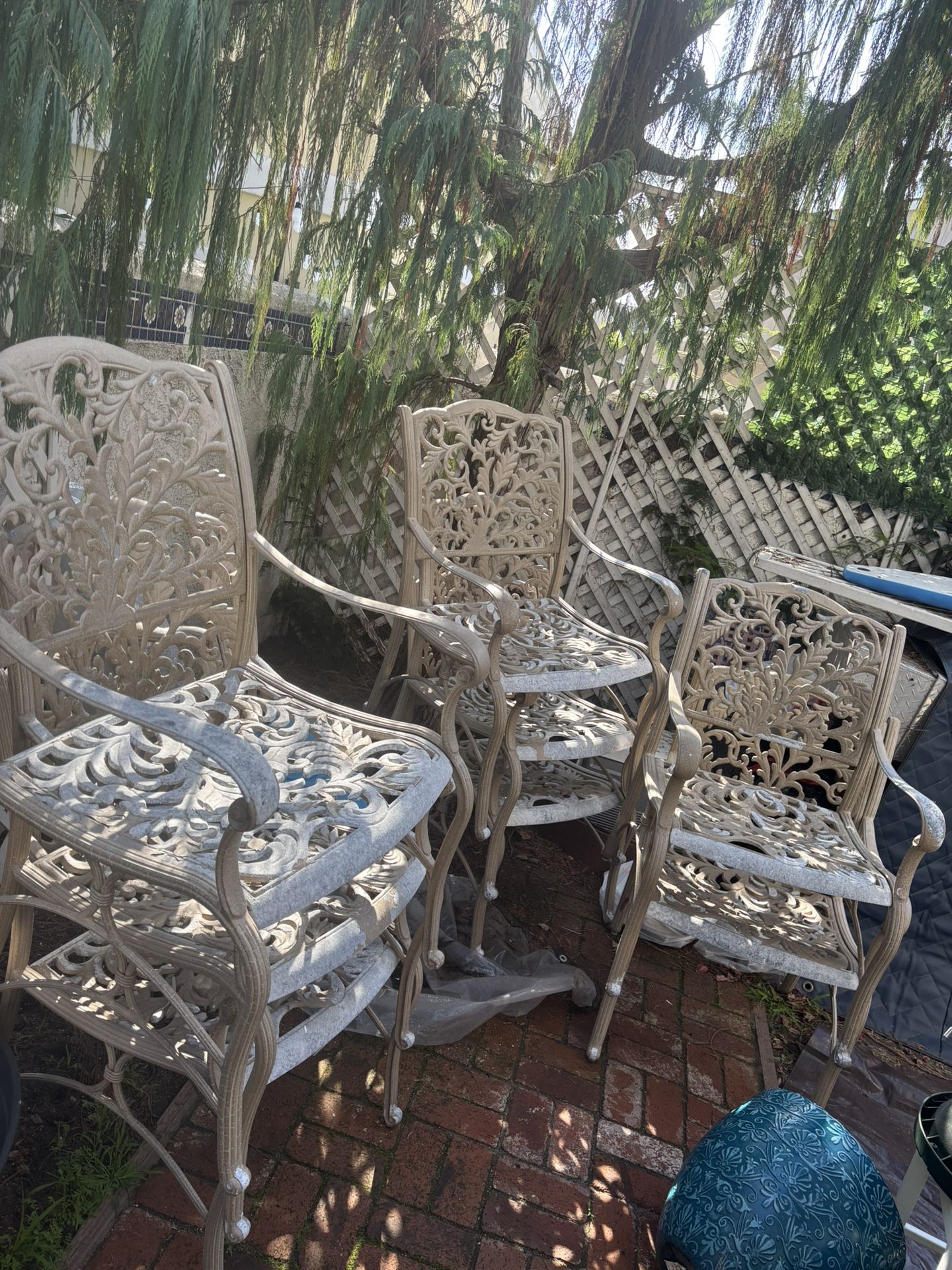8 Vintage Cast Iron Patio Chairs