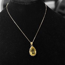 30 Carat Green Amethyst Pendant Necklace in 925 Sterling Silver – 18”