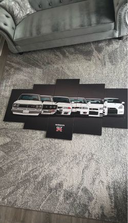 5 Piece Luxury Canvas Posters of Sports Cars Supercar Exotic Luxury Modern Wall Art Decor (5 Piece Large, Nissan GTR Evolution)