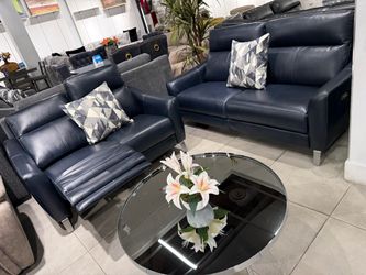 Power Recliner Sofa Set 💙 Dark Blue Color