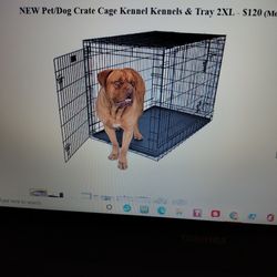 New Pet/Dog Crate, Cage, Kennel, Kennels And Tray 2XL