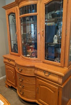 Solid Oak China Cabinet 