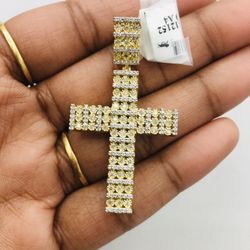 10KT Gold W Diamonds Cross Charm