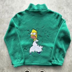 The Simpsons Disappearing Homer Bush Gag Fleece Jacket Embroidered.