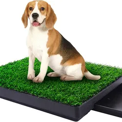 Dog Potty with Pull-Out Tray, Upgrade Puppy Training Grass Pad, 3-Tier Design for Easy Cleaning, Artificial Grass Balcony for Small Medium Dogs, Inclu