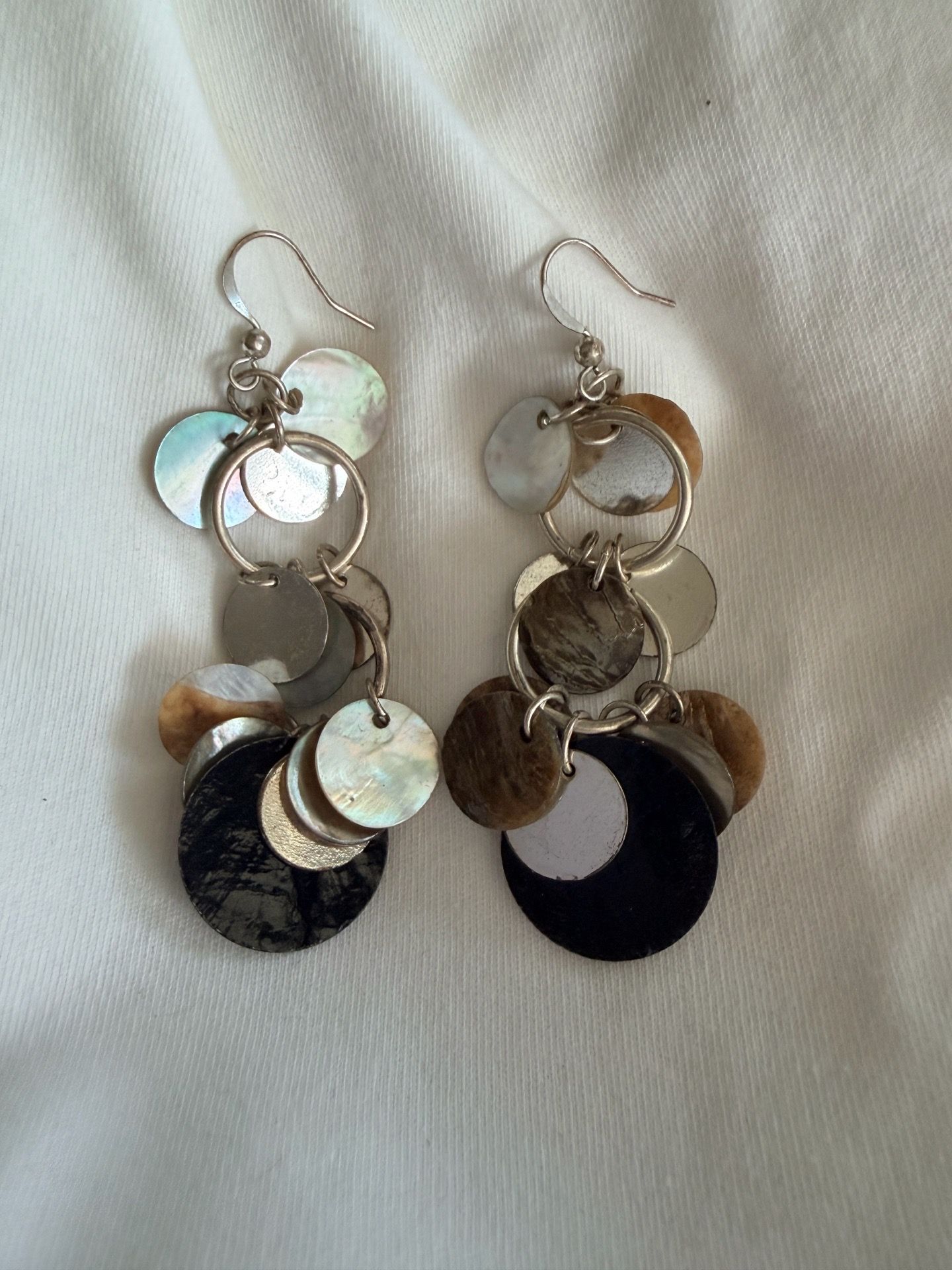 Dangle shell and abalone earrings
