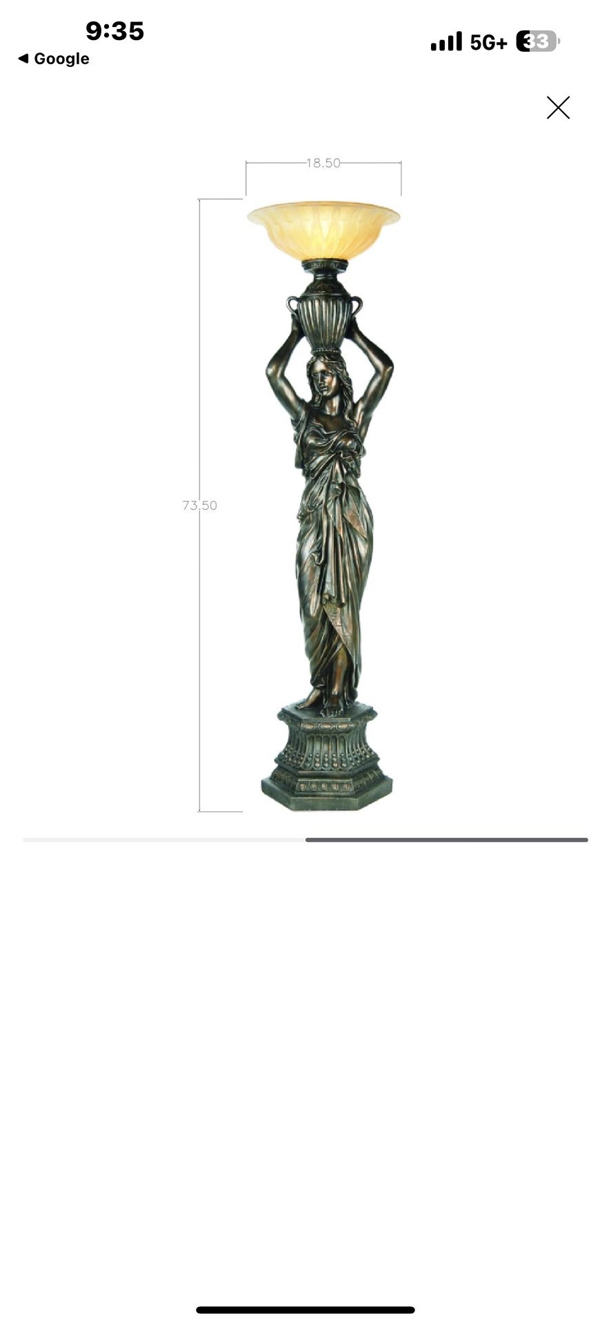 Pacific Coast “Young Maiden” Torchiere Floor Lamp – Bronze Finish, Excellent Condition