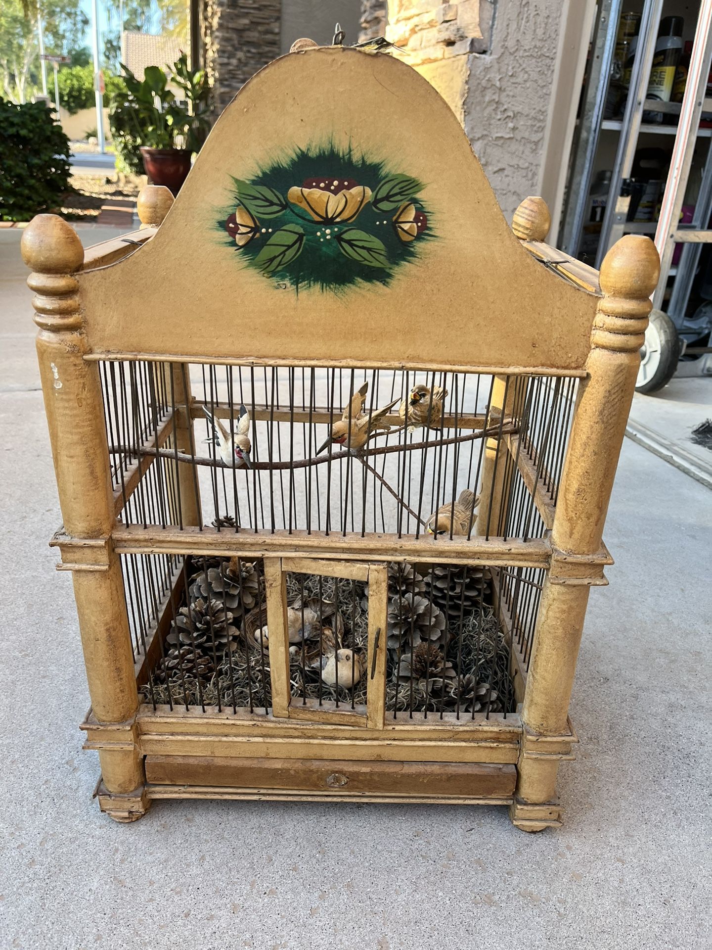 Antique Wood Bird Cage