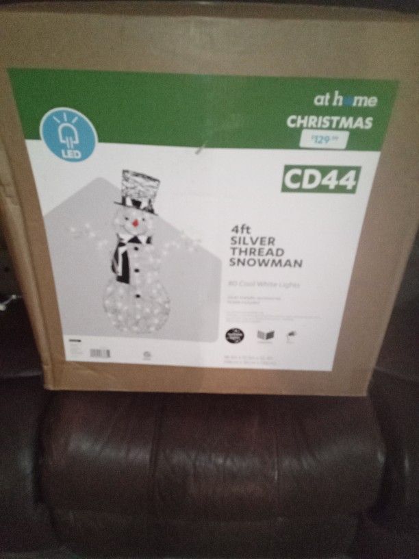 Brand New in Box Christmas Decorations 4FT Silver Thread Snowman Asking $60
