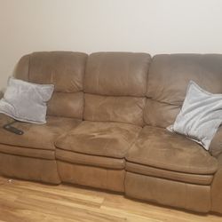 Dual Brown Recliner Couch