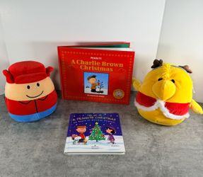 Peanuts Christmas Books and Plush Bundle