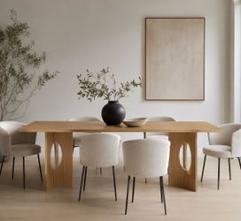 🔥 70.8” Dining Table, Unique  aesthetic style , Kitchen Table with Rectangular Top,, natural oak color