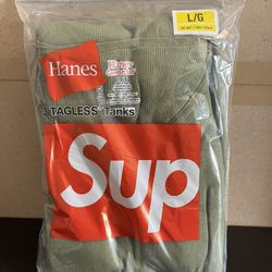 DS Supreme x Hanes Tank Top Pack Olive SzL (3 Tank Tops in 1 Pack)