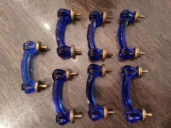 RARE COBALT BLUE GLASS HANDLES/PULLS