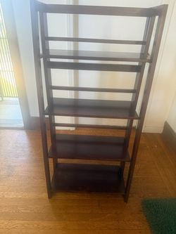 Dark Wood 4 -Tier Folding Bookshelf