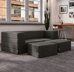 Wayfair / Zipcode Eugene Queen Sleeper Sofa / Loveseat Charcoal Sofa Bed Like New